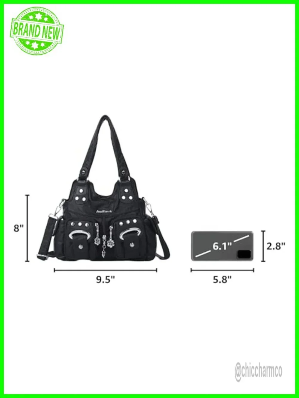 Washed Vegan Leather Small Hobo Shoulder Bag Multi-Pocket Crossbody Purse